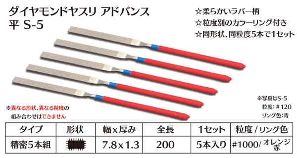 画像1: ダイヤモンドヤスリ アドバンス　S-5平  #1000　（5本セット）