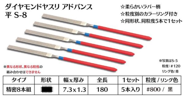 画像1: ダイヤモンドヤスリ アドバンス　S-8平  #800　（5本セット）