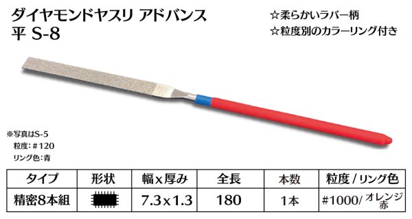 画像1: ダイヤモンドヤスリ アドバンス　S-8平  #1000　（単品）