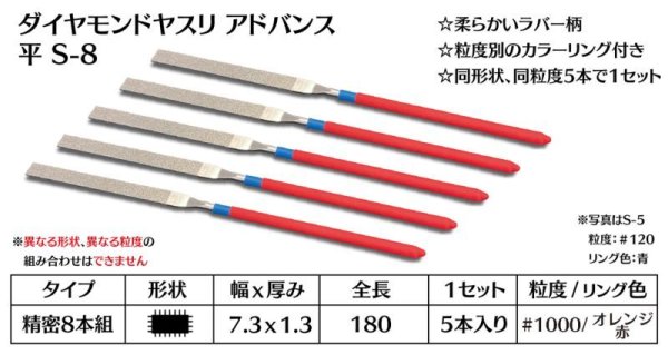 画像1: ダイヤモンドヤスリ アドバンス　S-8平  #1000　（5本セット）