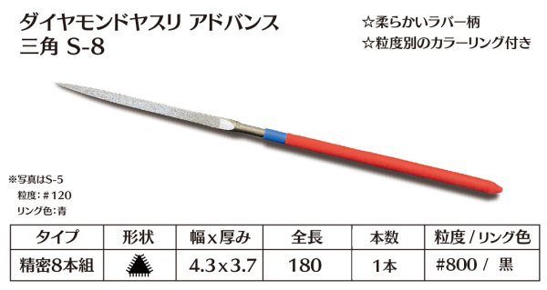 画像1: ダイヤモンドヤスリ アドバンス　S-8三角  #800　（単品）