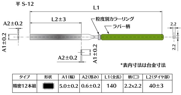 画像2: ダイヤモンドヤスリ スタンダード S-12平  #400 (単品) (2)