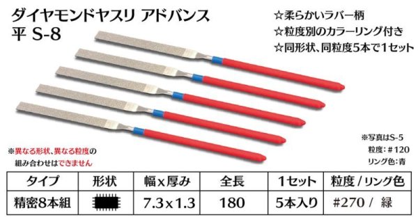 画像1: ダイヤモンドヤスリ アドバンス　S-8平  #270　（5本セット） (1)