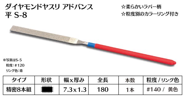 画像1: ダイヤモンドヤスリ アドバンス　S-8平  #140　（単品） (1)