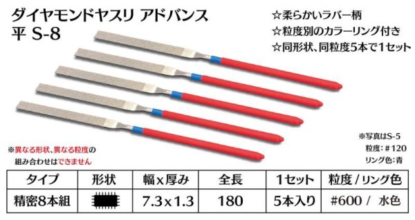 画像1: ダイヤモンドヤスリ アドバンス　S-8平  #600　（5本セット） (1)